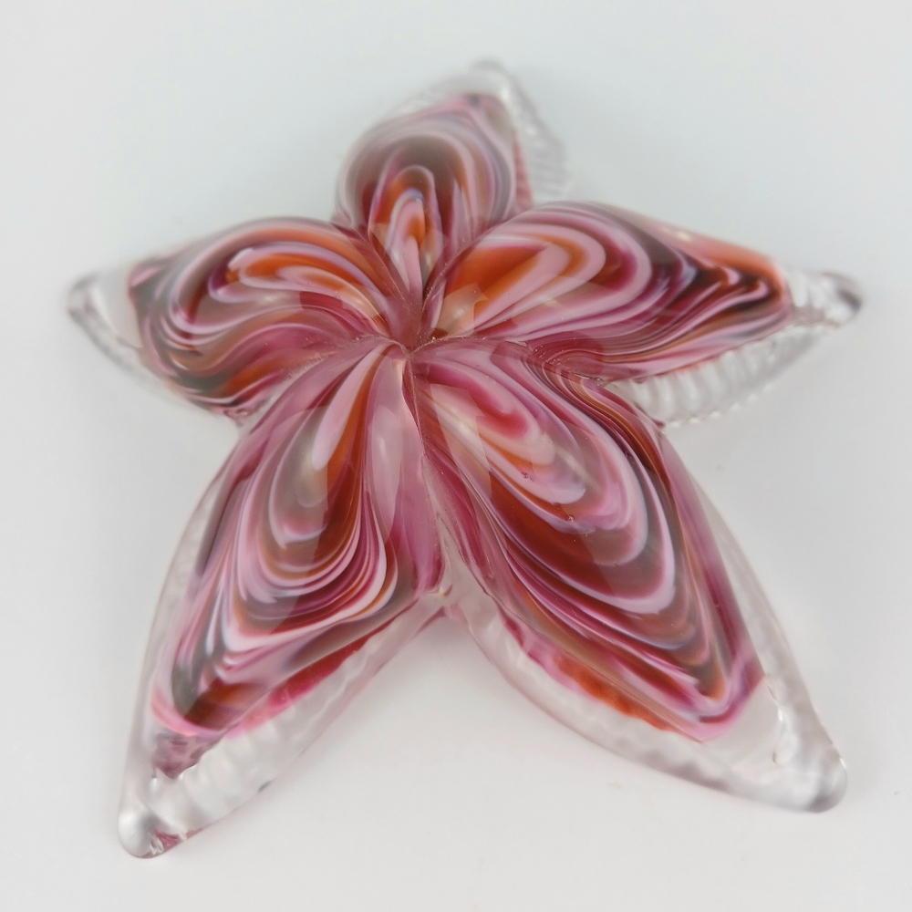 Hand Blown 5" Arched Starfish Swirled Glass Art Unsigned
